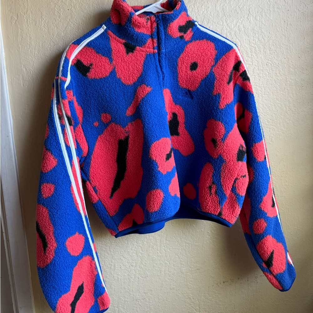 Adidas Blue and Red Fleece Jacket